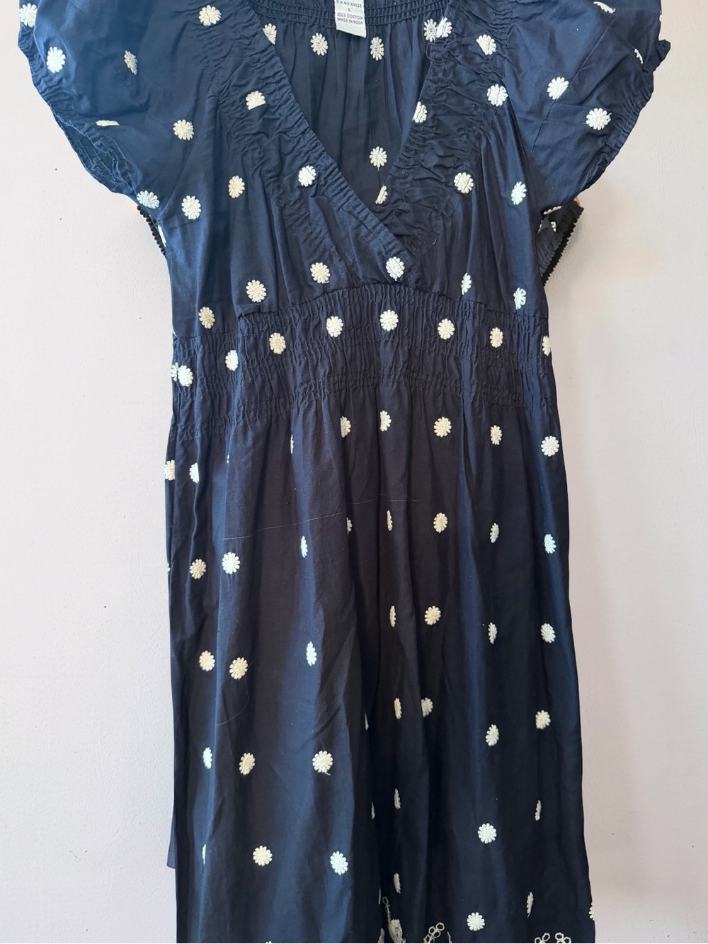 Vintage Y2K Cute Concepts  Black with beige Floral-Embroidered Sundress
